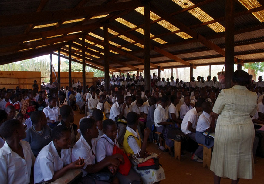 A pigsty which is used as a hall, and parts of it as classrooms